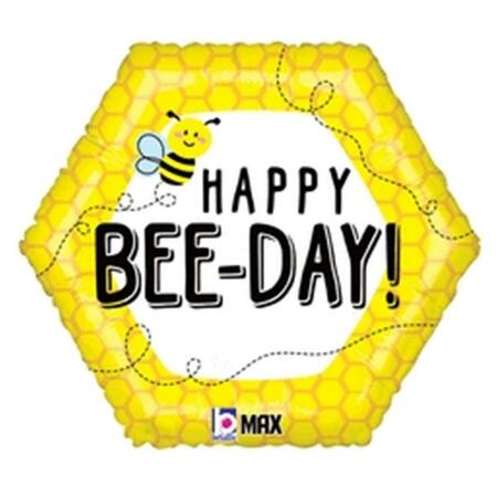 BETALLIC 18 in. Happy Bee Day Flat Balloon, 5PK 91843